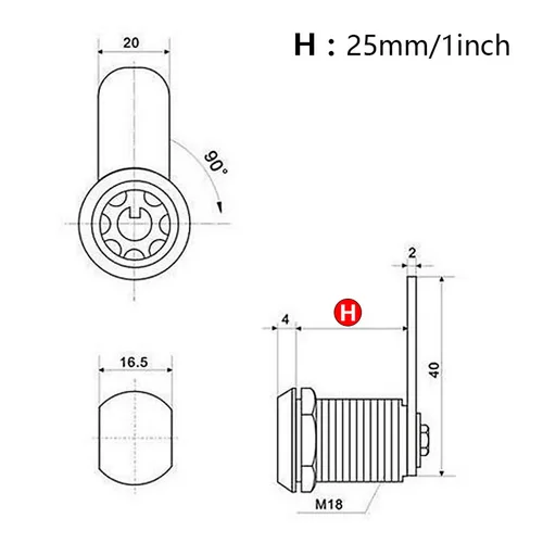 Imagen 2 del producto Cerraduras cilíndricas para puerta, candado para buzón, cajón, armario, caja con 2 llaves para Hardware de muebles serie 103