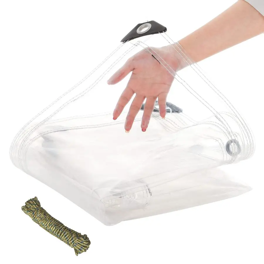 

Тенты 4х8 футов, сверхпрочные, из ПВХ толщиной 20 мил, с люверсами и 1 рулоном веревок, водонепроницаемое прозрачное виниловое покрытие