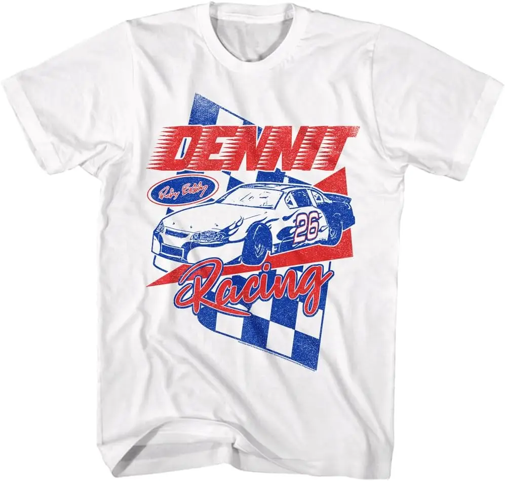 Talladega Nights Dennit Racing Mens White Short Sleeve T Shirt Funny Vintage Style Graphic Tees 100% Cotton Trendy Y2K Short-Sleeve Tee – Soft, Quick-Drying,  Wrinkle Resistant Light Cotton Graphic Tshirt Soft Stretchy Casual Summer Short Sleeve
