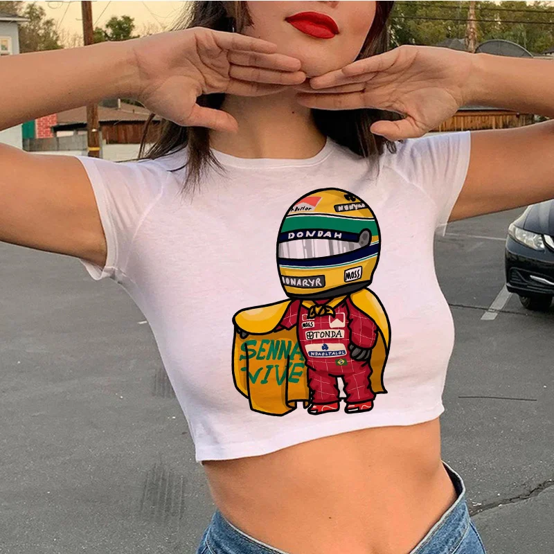 Ayrton Senna clothes t shirt female couple clothes vintage print tshirt crop top ulzzang