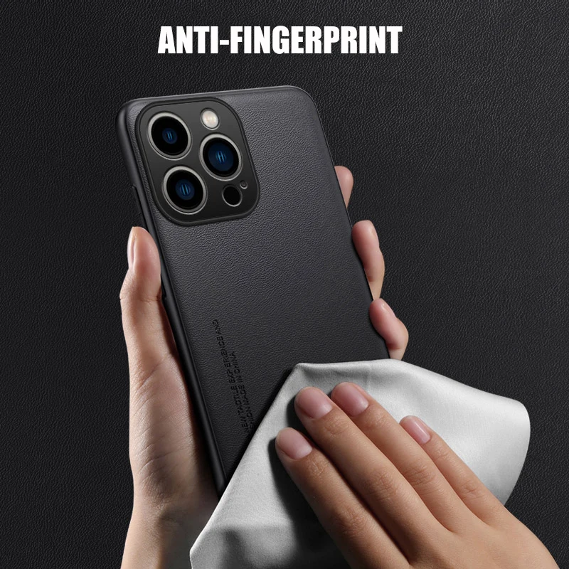 Case for iPhone 16 Pro Max TPU Soft Frame Sheepskin Leather Back Coque for 16 Plus Cover  Protect Shockproof Protection Shell