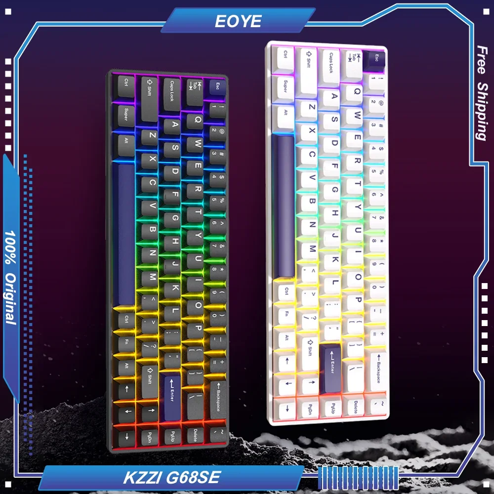 

KZZI G68SE Механическая клавиатура с магнитным валом, 65% раскладка, 68 клавиш, проводная, с возможностью горячей замены, крепление на лоток, структура DKS RT RGB Gaming FPS MOBA