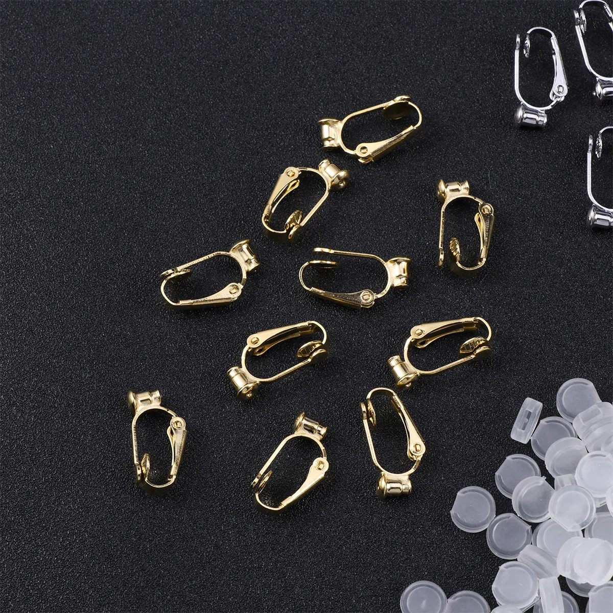 1Set Ear Clips Set Lightweight Copper Metal Non Piercing Earrings Portable Studs Clip Converters DIY Jewelry Tools Golden Silver