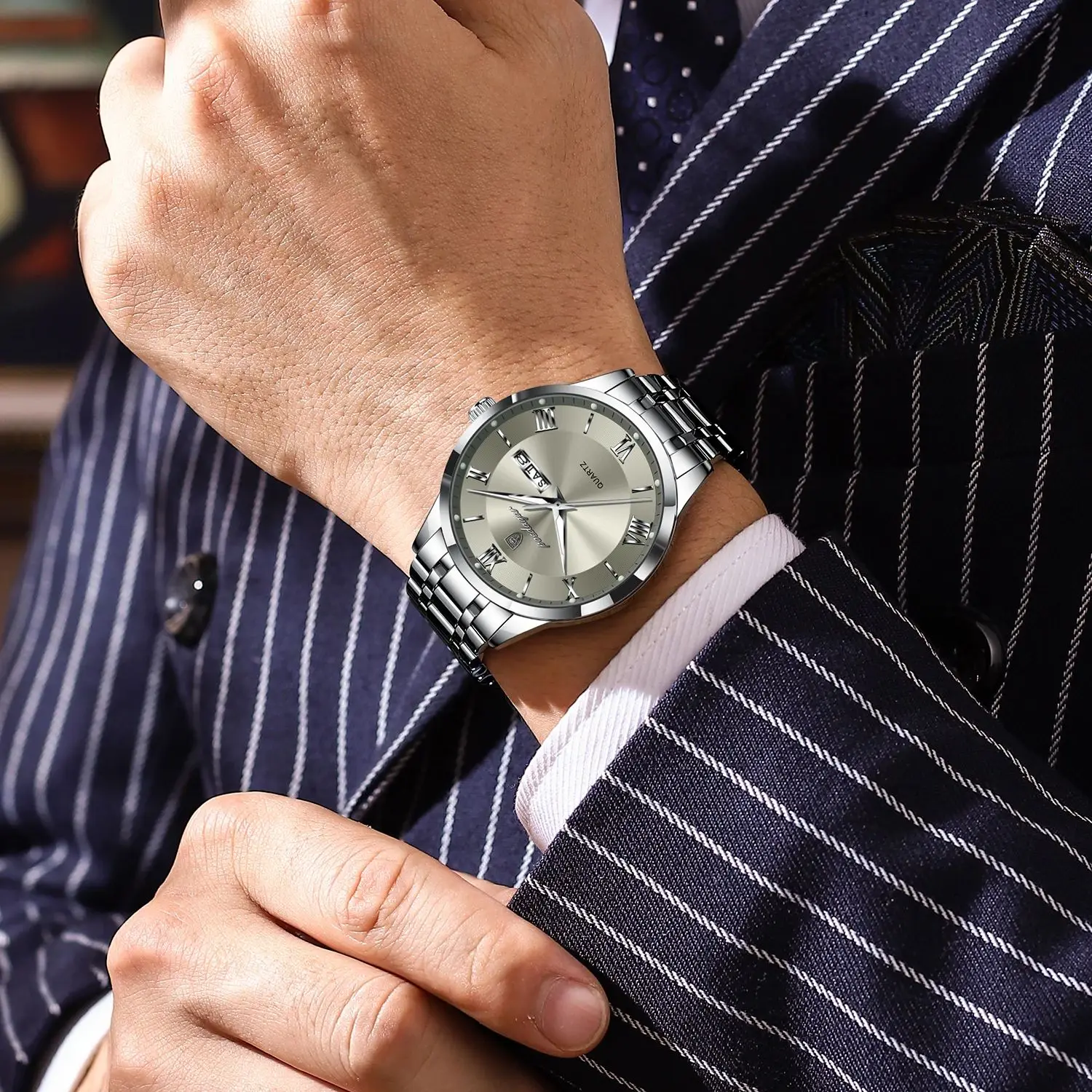 POEDAGAR Luxury Fashion Men Clock Waterproof Luminous Date Week Man Wristwatch Sports Stainless Steel Quartz Men's Watches Reloj image 6