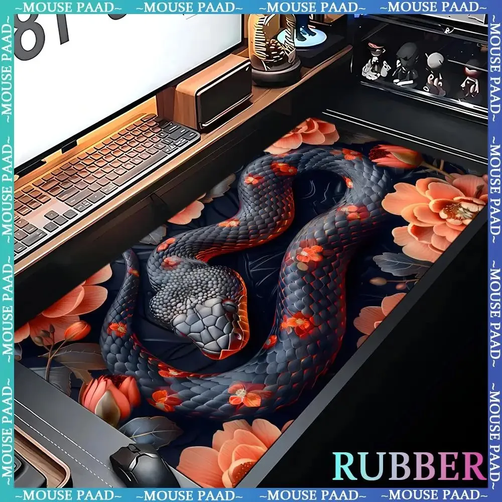 Snake XXL mouse pad game player red flower black snake mouse pads table pad game accessories computer game popular keyboard mat