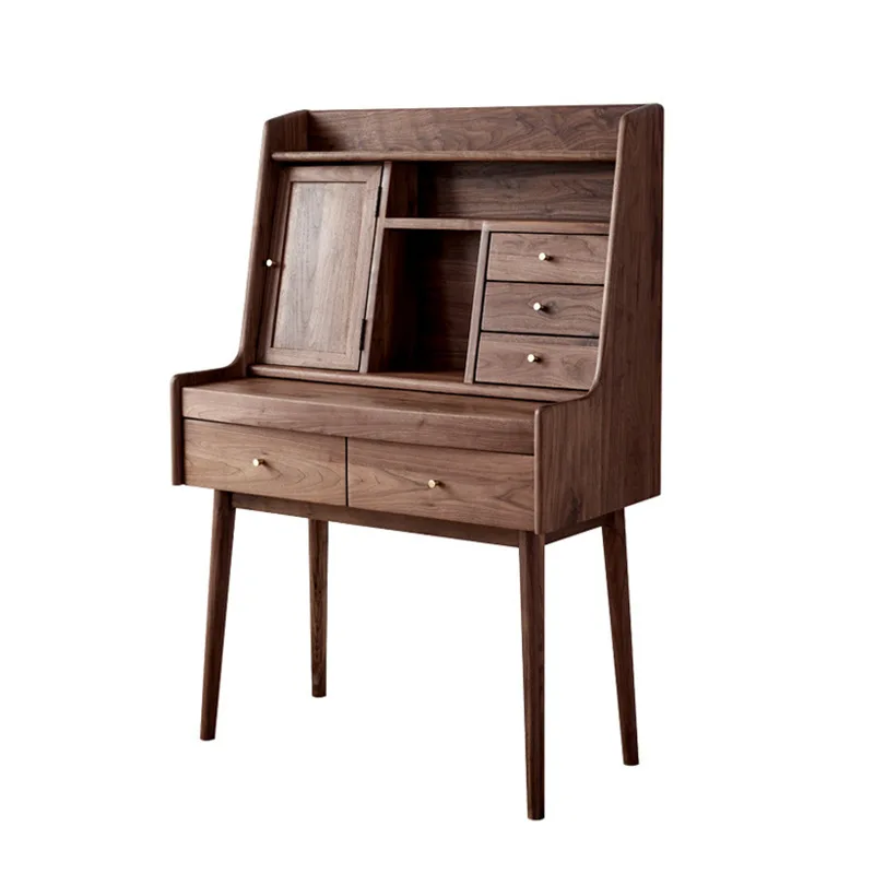 

Nordic all solid wood simple black walnut dresser cherry wood makeup table