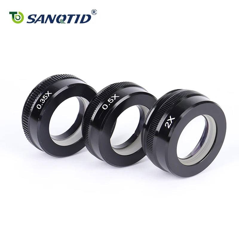 SANQTID XDS-10A Objectif auxiliaire pour microscope électronique industriel 0,35X/0,5X/2X, anti-poussière et résistant à la graisse, monture 42MM