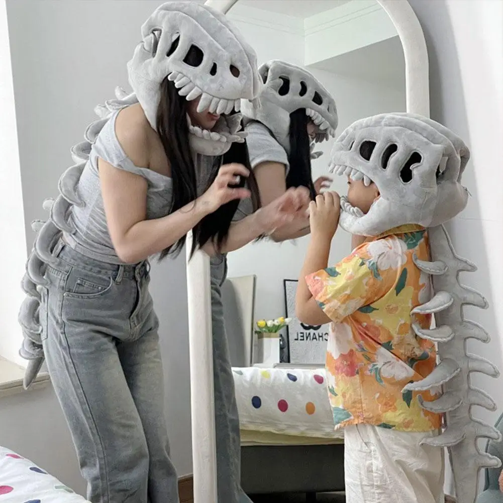 

2025 Hot 75/115CM 3D Realistic Dinosaur Skeleton Costume Set Funny Headgear Cosply Dress up Clothing Plush Toys Creative Gifts