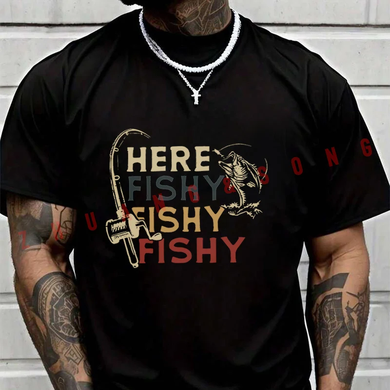 

Summer Retro Fishing Graphic T Shirt Men Women Motorcycle Loose Breathable Quick Drying Short Sleeved Sports T-Shirt
