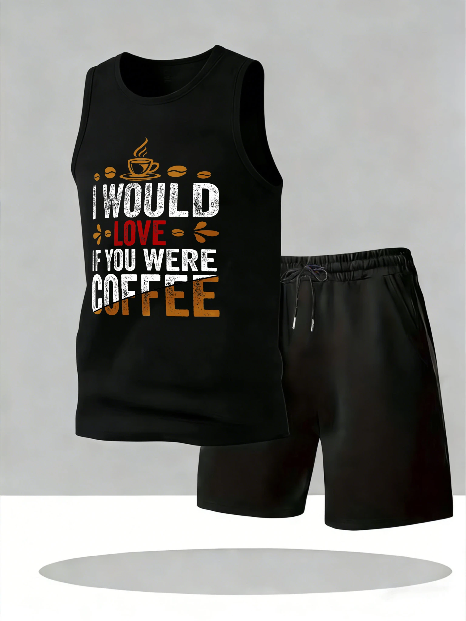

Men's Tank Top Sets 2026 Summer Quick drying two-piece set seaside oversize sports Breathable running Sportswear crewneck