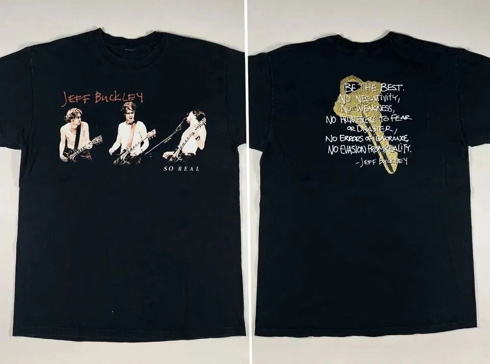 Camiseta negra unisex con estampado en ambos lados - 1994 Jeff Buckley So Real