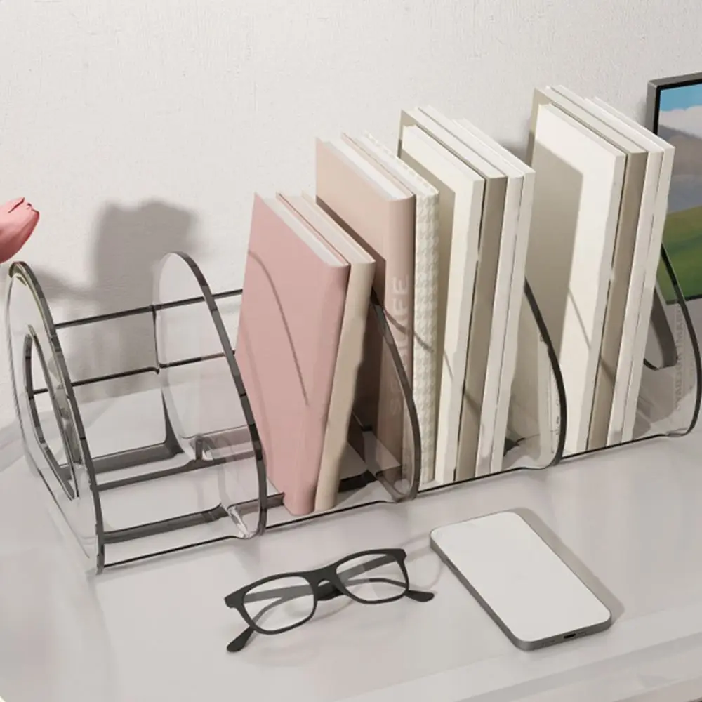 Convenient Plastic Desktop Book Stand Save Space with Handle Student Book Shelf Transparent Desk Storage Rack File