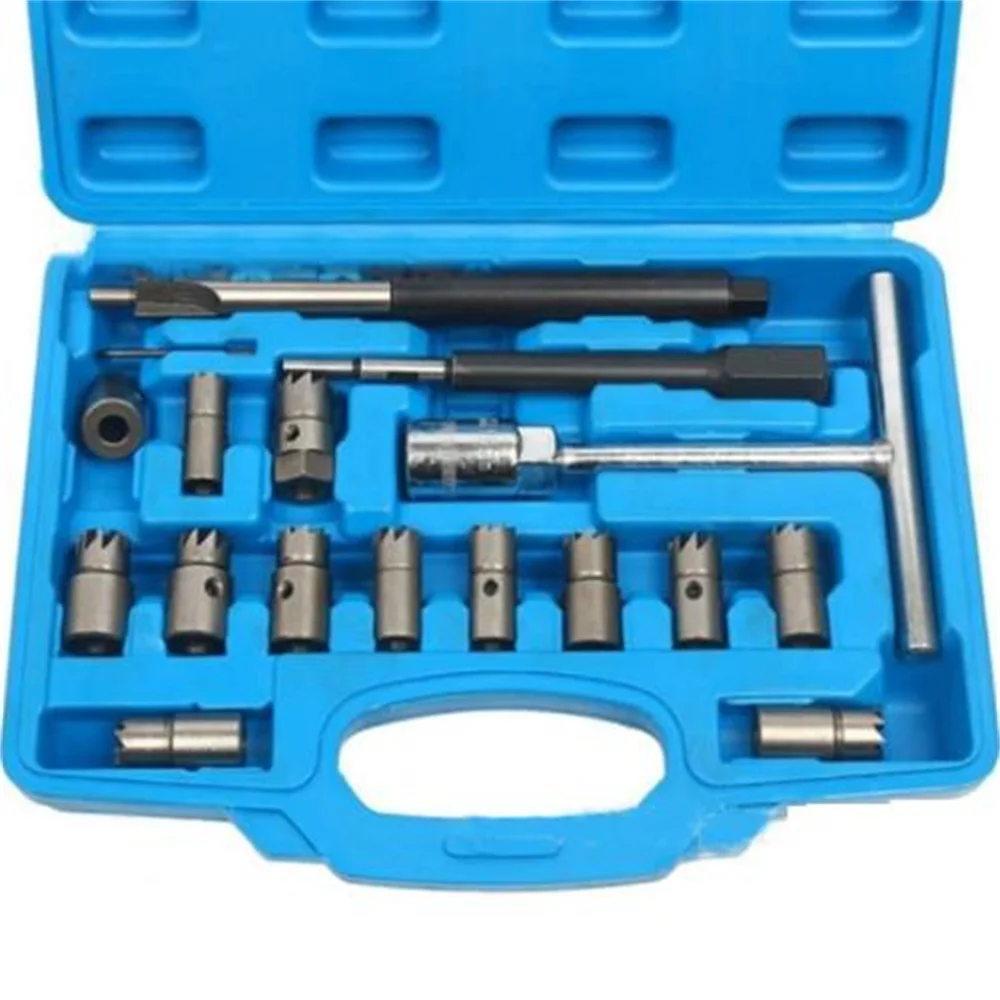 NEW 17PCs Diesel Fuel Injector Cleaning Tool Cleaner Reamer Seat Repair High Quality Kit