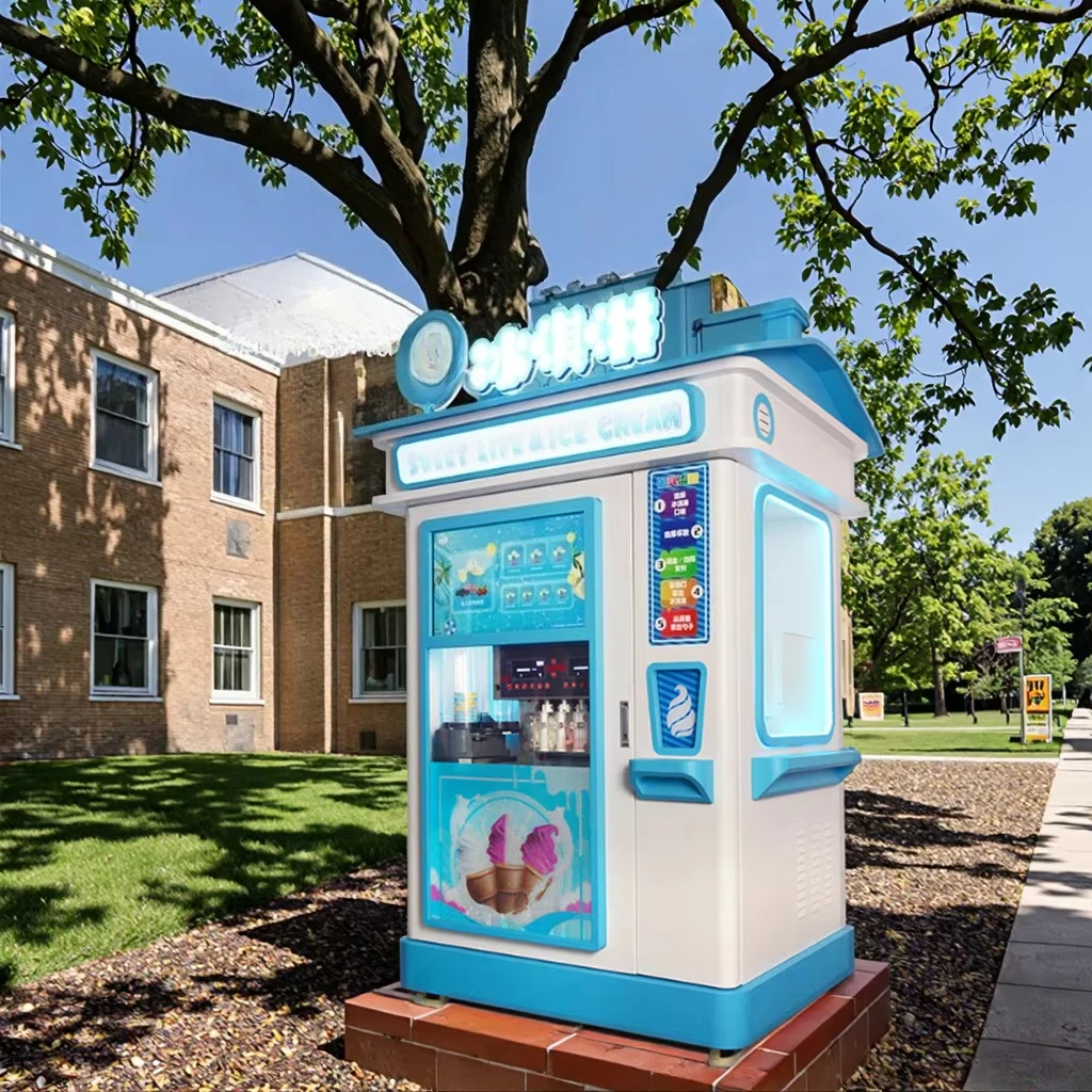 Customized Fully Automatic Digital Touch Screen Ice Cream Vending Machine Factory Smart Soft Ice Cream with SDK Function