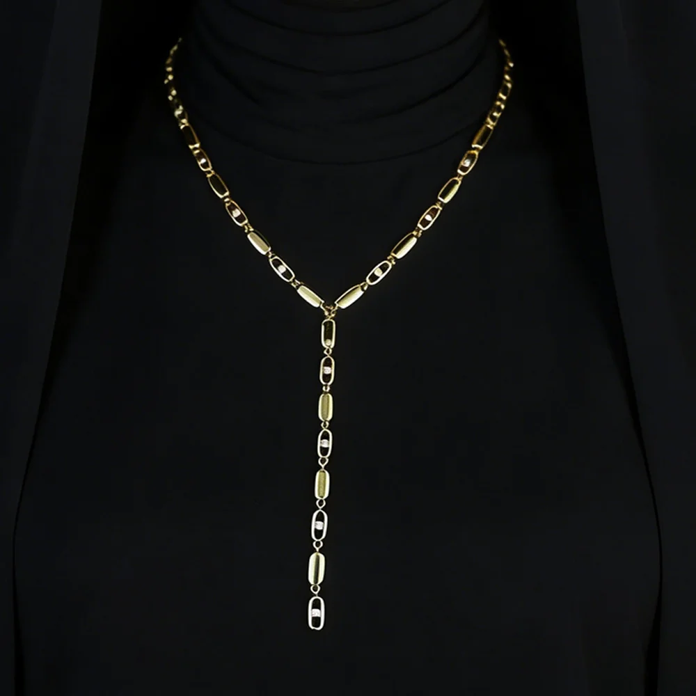New Special Gold color Water Drop Bling Oval CZ Choker Necklace Lariat Long Bar Tear Drop Y Shape Long Tassel Women Jewelry 2026