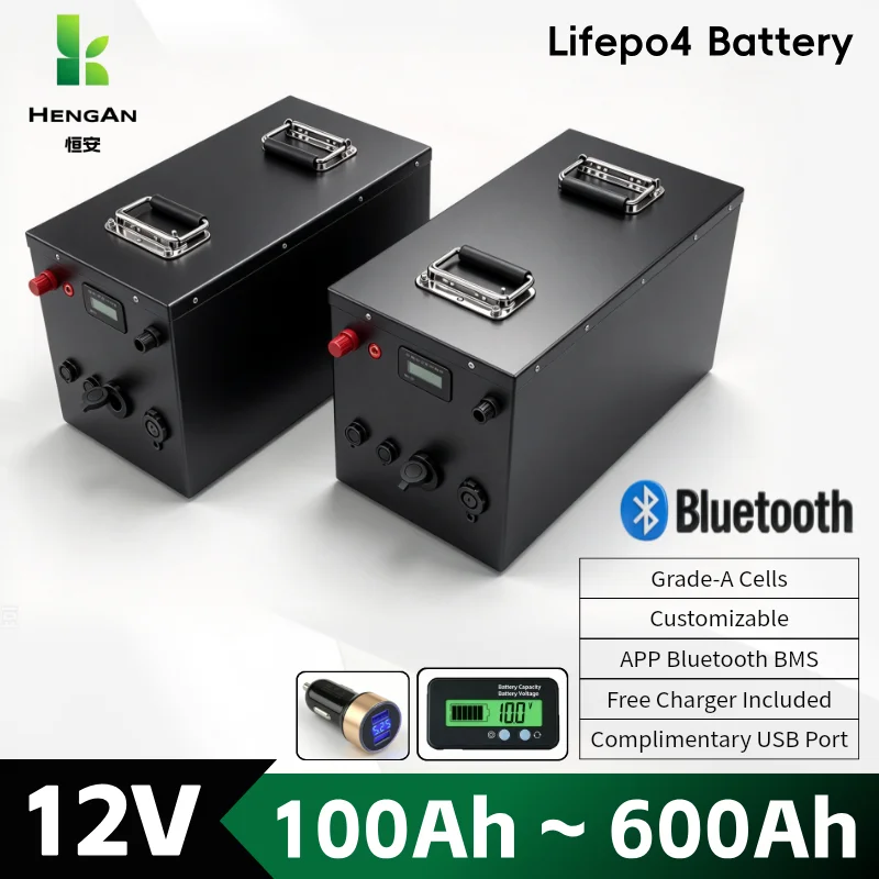 HA-12V Lifepo4 100Ah 120Ah 200Ah 220Ah 300Ah 350Ah 400Ah 500Ah 600Ah Lithium Battery for Solar Panel Outdoor Camping RV