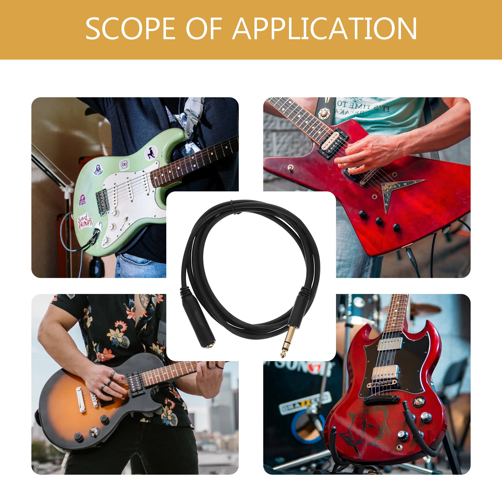 

6.35Mm Audio Extension Cable Male To Female 1/4 Inch Cord For Home Stereo Car Speaker Equipment Auxiliary Sound System Pvc