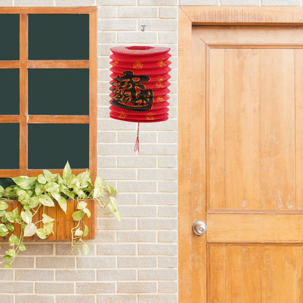 

6 Pcs Red Chinese Paper Lanterns Foldable Decorative Hanging Wedding Birthday Party Supplies Indoor LightingDecoration