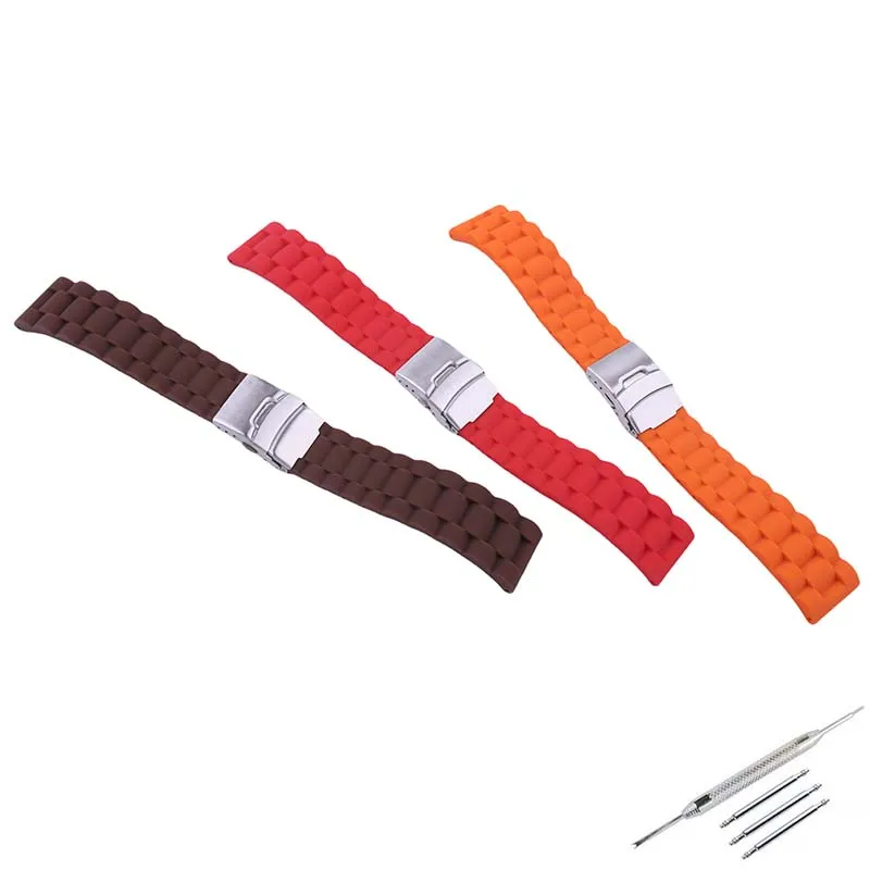 إكسسوارات حزام ساعة سيليكون للرجال والنساء 22 مم 24 مم حزام مطاط مقاوم للماء متوافق مع مشبك أوميغا سي يي سيكو القابل للطي