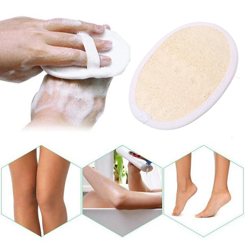 Natural Loofah Sponge Exfoliating Bath Gloves Disc Pad Facial Cleaning Brush For Bathing, Washing Face Cleaning Utensils