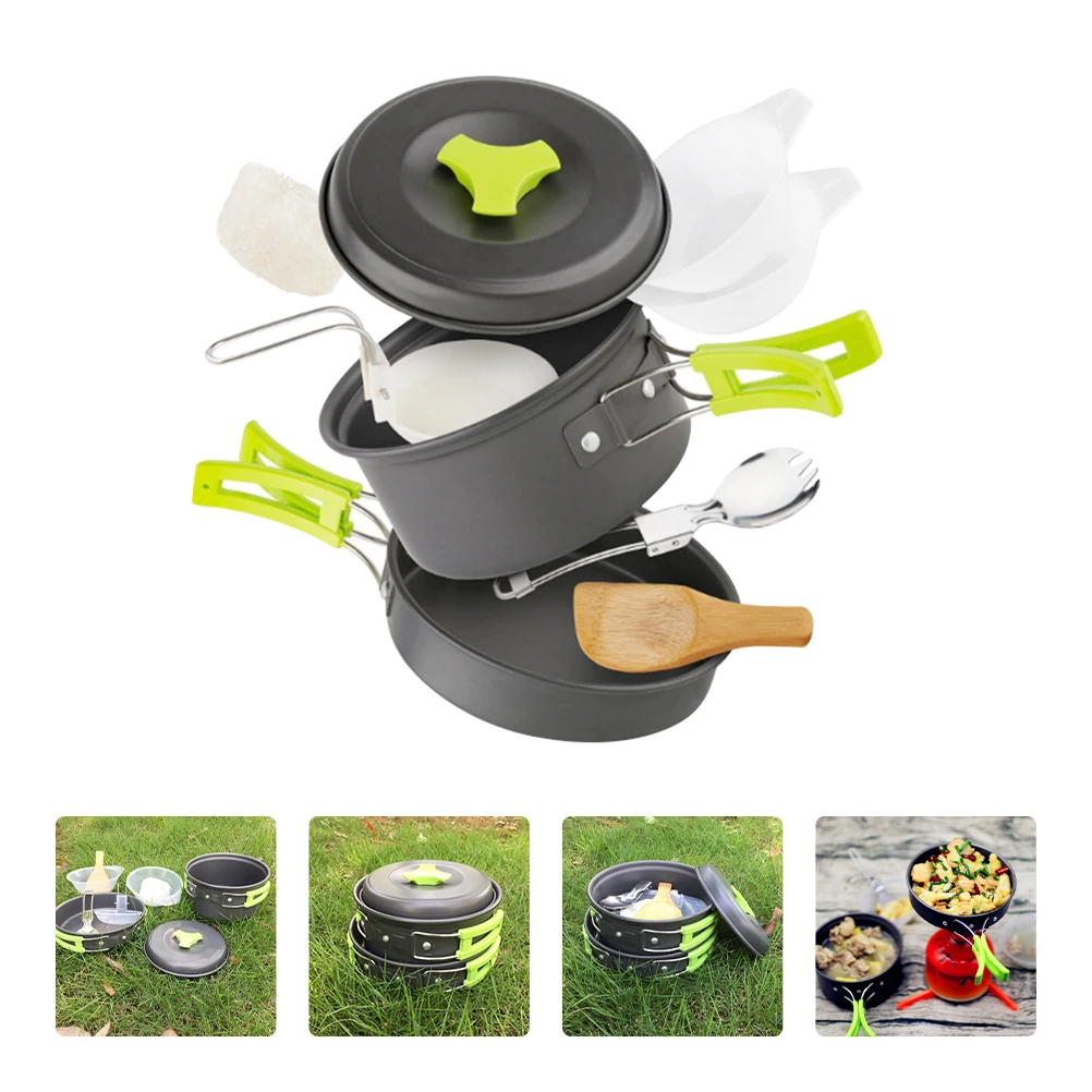 

Outdoor Camping Pot Set - Person Cookware Cooking Equipments Pots Aluminum Utensils Alloy Aluminium Easy to Clean