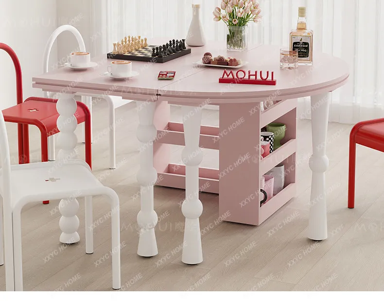 Memphis Dining Living Room Rectangle  Pink Bar Desk Semicircular Art Table Dopamine Furniture