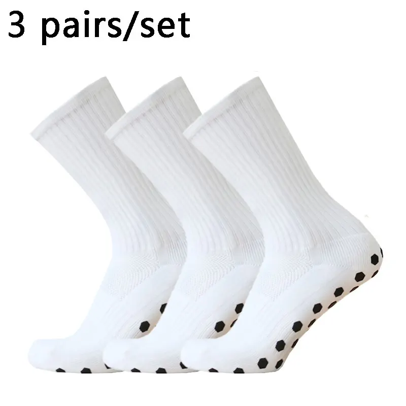 3pairs New Hexagonal Silicone Non-slip Grip Football Socks Breathable Men Women Sports Soccer Socks