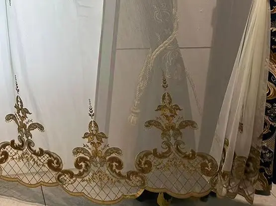 

European Window Sheer Yarn Door Transparent Embroidery High Grade Curtains Tulles for Living Dining Room Bedroom Customize