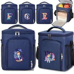 Portable Oxford Lunch Bags Fresh Cooler Pouch Office Students Convenient Bilayer Lunch Box Food Container Bag Astronaut Series