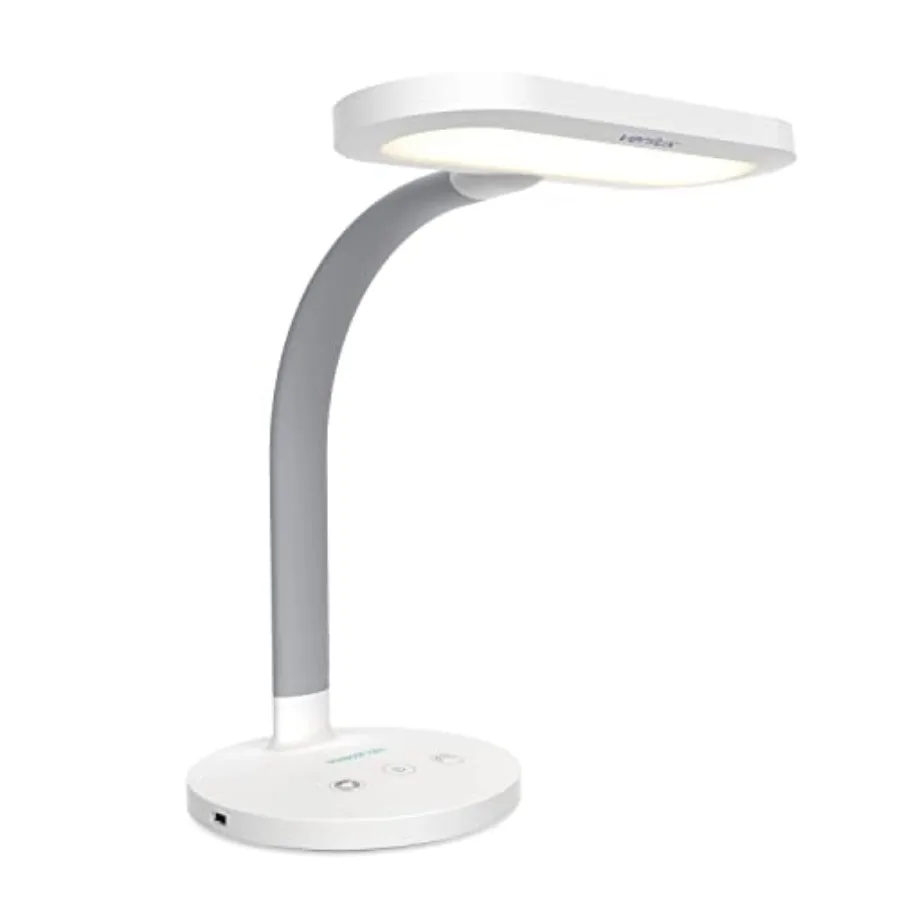 

HappyLight Duo - Лампа для светотерапии и работы за столом 2-в-1 - Светодиодная лампа полного спектра без УФ-излучения, 10 000 люкс, регулируемая яркость и цвет