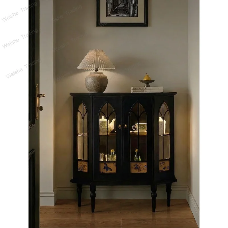 

Entrance cabinet, retro style solid wood decoration, sofa side cabinet opposite the door aisle