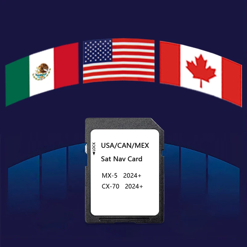 16GB Connect 1 system Navigation SD Card Upgrade USA / Canada / Mexico maps Accessories for Mazda CX70 MX5 Vehicle 2024+ GPS