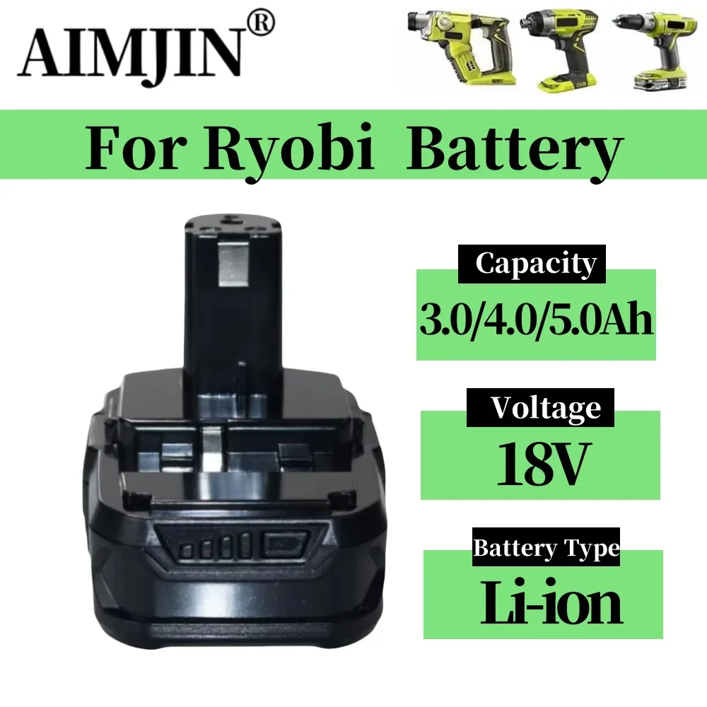 3.0Ah 4.0Ah 5.0Ah 18V Rechargeable Battery For Ryobi P108 P107 P105 P104 P103 P102 Tools Battery For ryobi 18V Li-ion Battery