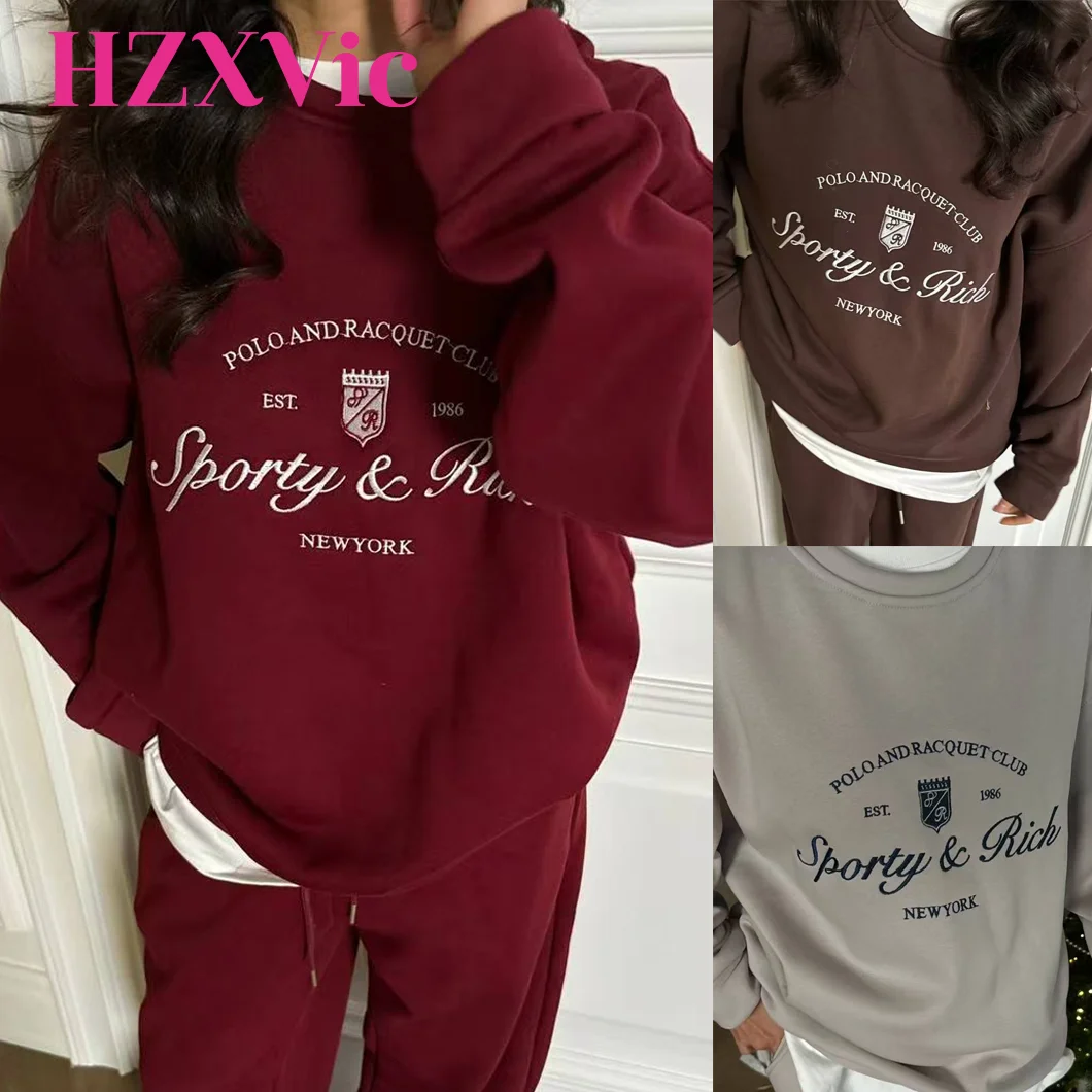 HZXVic Felpa Donna Retro Lettera Pullover ricamato Top Comodo e versatile Pop Demon Hunter Pullover per donna