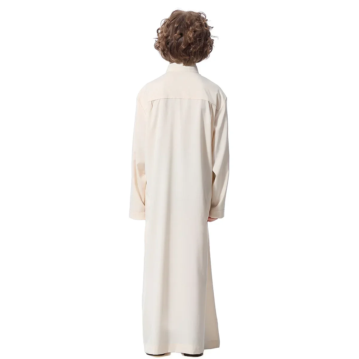 Robe musulmane à manches longues pour garçon, kaftan islamique, arabe, dubaï, qatar, chemise Abaya, couleur unie