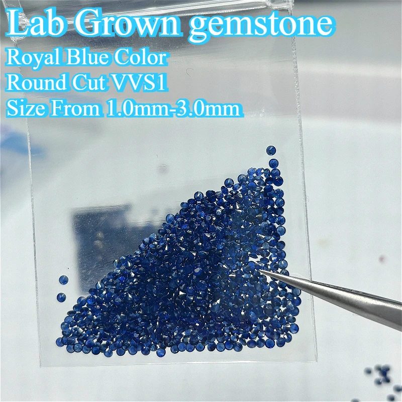 

Royal Blue Color Laboratory Gemstone Round Cut Top Quality Charm Beads for Diy Jewelry Making Rings Selectable AGL Certificate