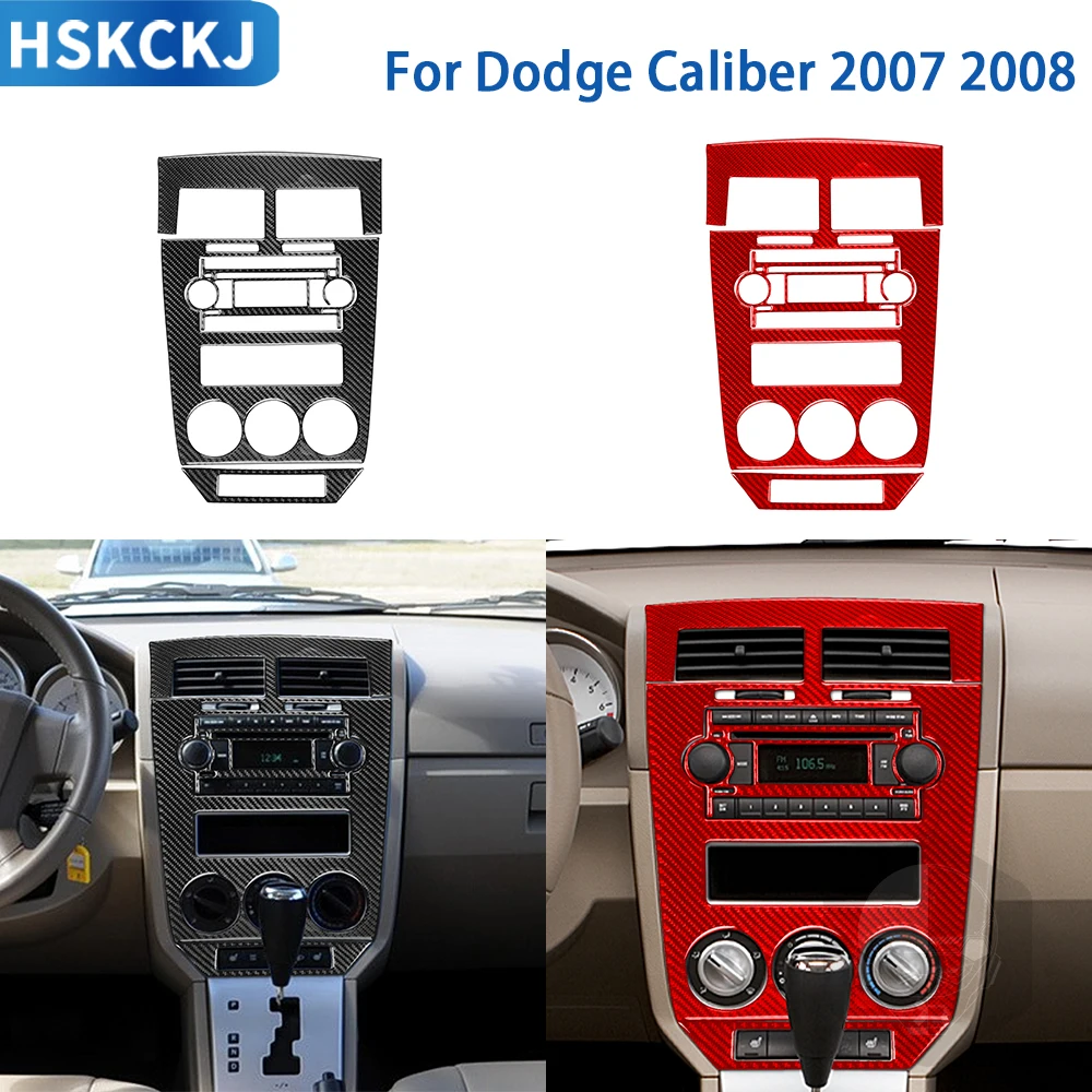 

For Dodge Caliber 2007 2008 Carbon Fiber Accessories Car Interior AC CD Vents Central Control Panel Trim Sticker Decoration