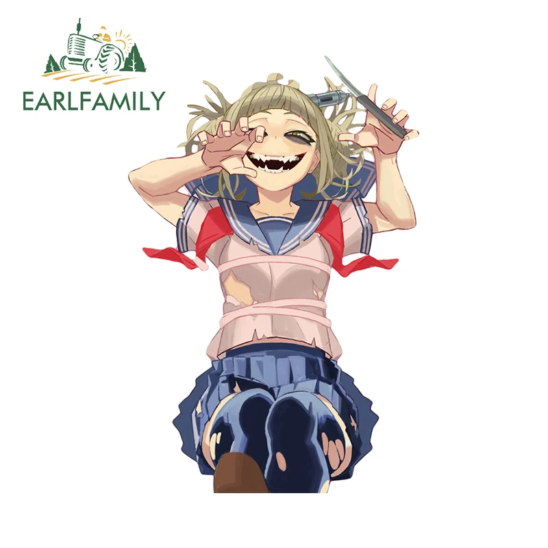 

EARLFAMILY 13cm x 8.7cm Himiko Toga Laughing Car Stickers Anime Ragged Uniform Messy Decals Fashion Refrigerator Car Styling