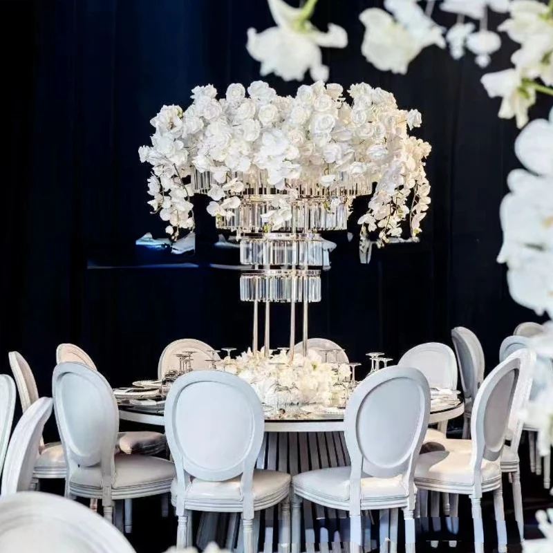 

2pcsRomantic Circle Flower Arch Crystal Wedding Table Centerpieces Artificial Floral Row Stand Stage Party Bouquet Holder