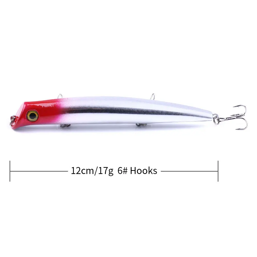 120mm 17g Topwater Popper Zee Lokt Afstandsschot Potlood Kunstaas Pesca Wobblers voor Snoekbaars Swimbait vissen Accessoires