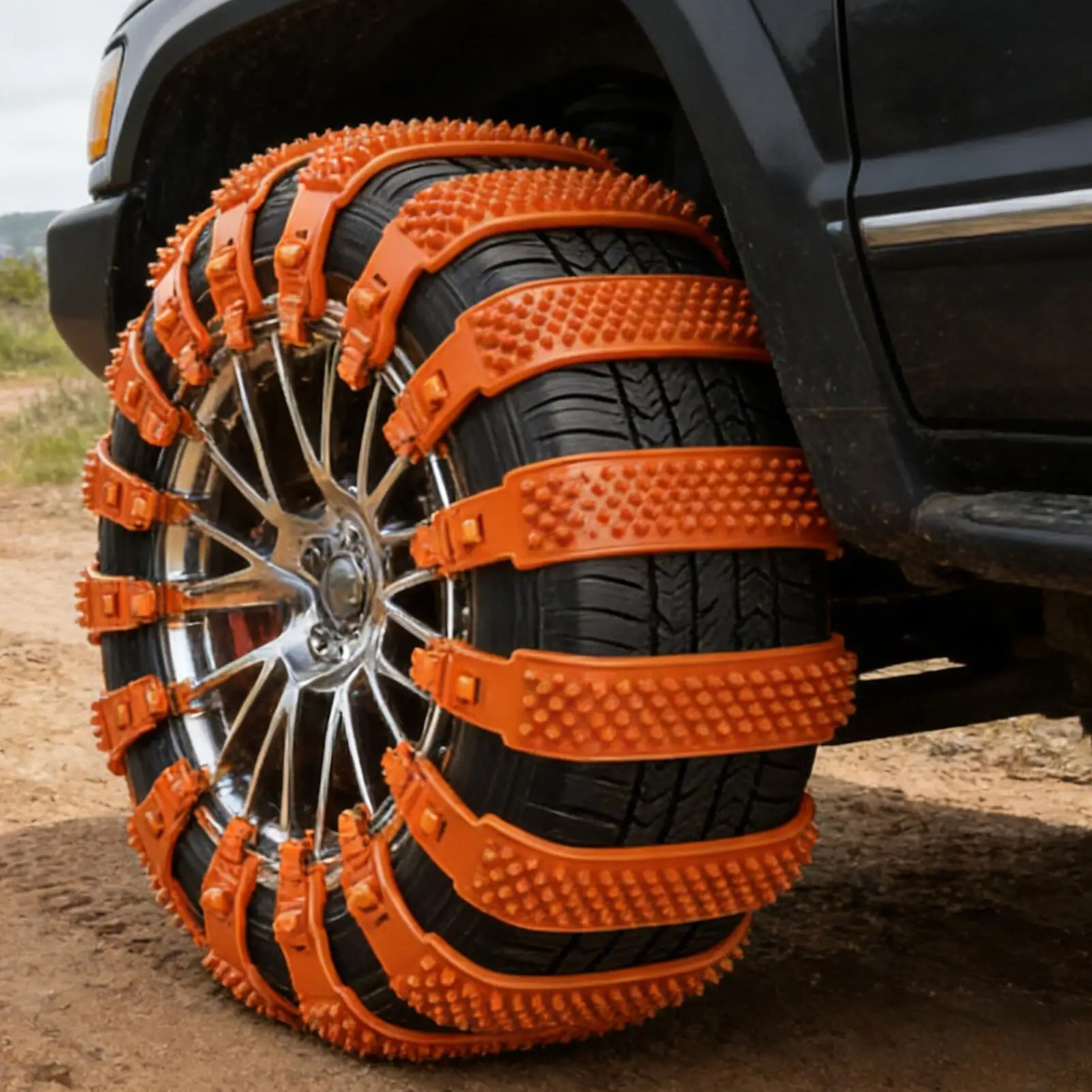 Snow Tire Straps 10 Pieces Adjustable Anti-Skid Car Grips Tire Straps for Snow for Auto Automotive Van Vehicle RV Truck SUV