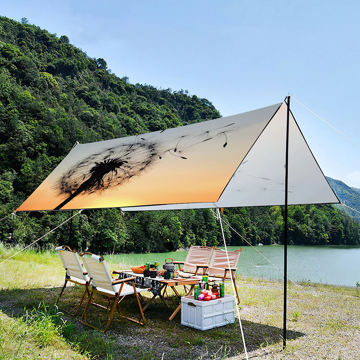 Beautiful Dandelion Sunshade Canopy,Lightweight Waterproof Portable Anti-UV Oxford Tent For Outdoor Picnic Beach Music Festival