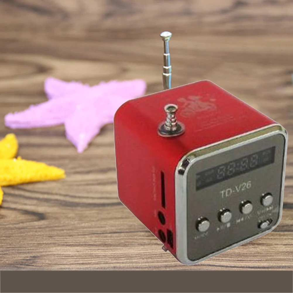 B03B-TD-V26 Ricevitore radio mini FM portatile digitale Altoparlante LED Altoparlante wireless Supporto MP3 Scheda SD/TF Nero