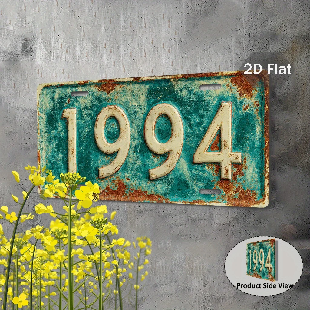 2D Flat - [Enable ]2D Flat2D Plane, 1 Retro 1994 Plaque - Turquoise And White Retro Number Plaque, with 1994 Birth Year - Suitab