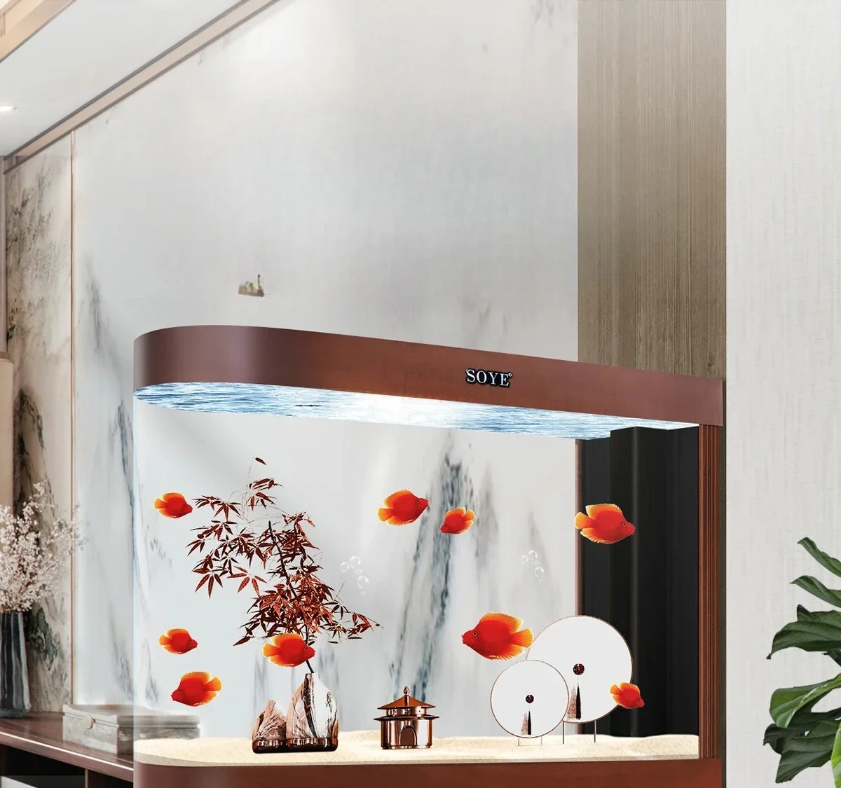 HLZ fish tank new light luxury ecological aquarium intelligent partition screen home