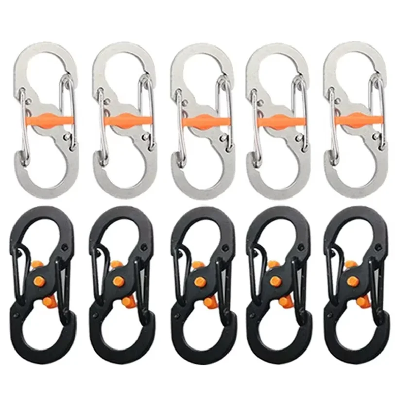

5Pcs Outdoor Camping S Type Carabiner with Lock Mini Keychain Hook Anti-Theft Outdoor Camping Backpack Buckle Key-Lock Tool