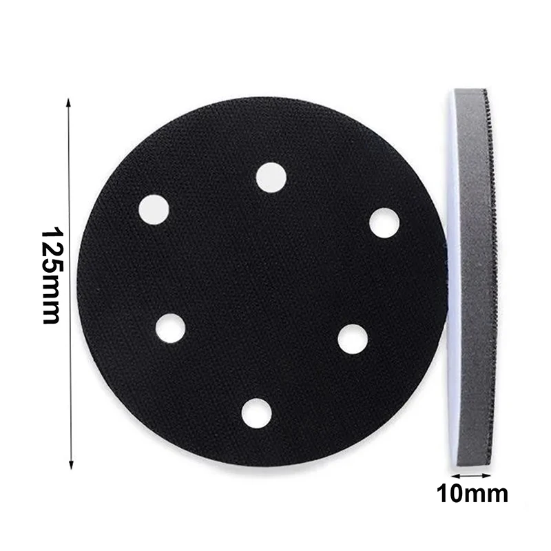 5 Inch 125mm 6-Hole Soft Interface Pad Hook And Loop Sanding Disc Buffer Sponge Interface Cushion Pad For Backing Pad Tool