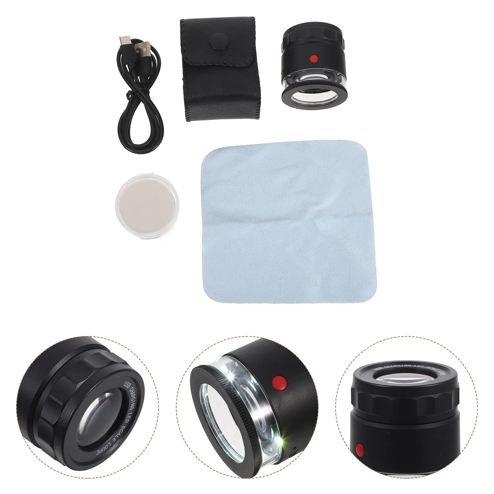 

1 комплект, 1 комплект, ювелирная лупа, 10-кратная лупа, светодиодная лупа, регулируемая фокусная расстояние, шкала, сетка для монет, штамп, часы, проверка растений