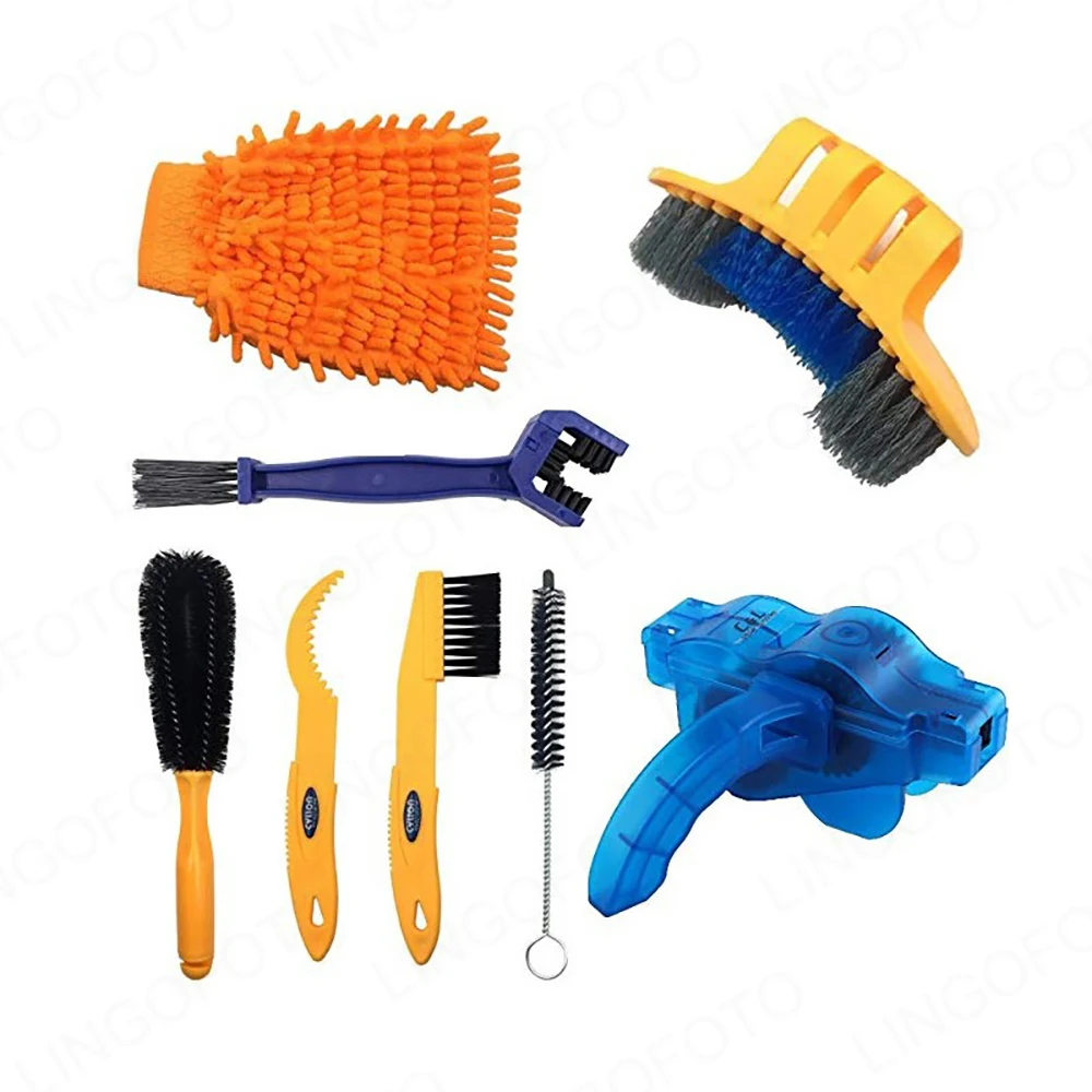 

8Pcs Portable Bicycle Chain Cleaner Kit Professional Bicycle Scrubber Brushes Set Bike Wash Repair Tool Outdoor Accessory