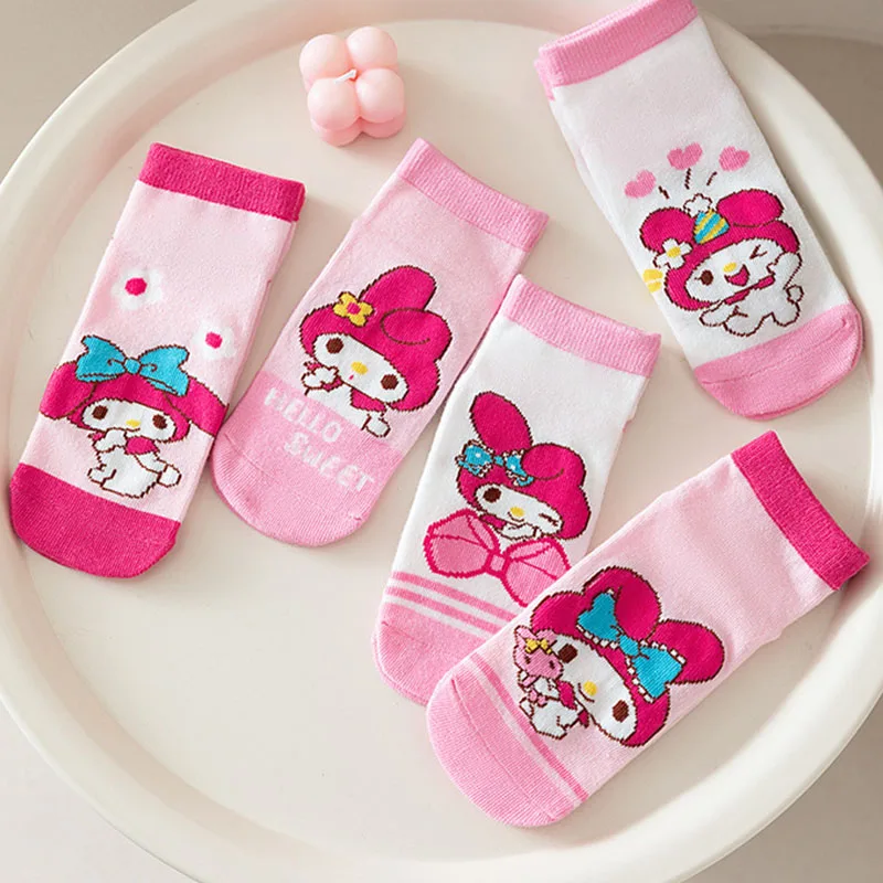 

5pcs Kuromi My Melody Children's Socks Fall and Winter Warm Short Cotton Socks Girls for Gifts